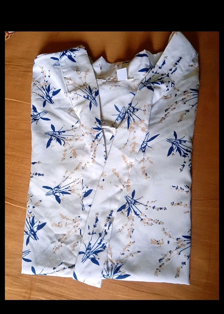 White Top With Blue Flowers