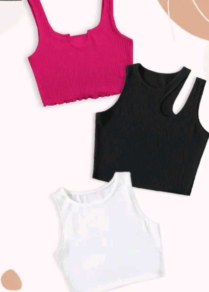 3 Pack Ribbed Crop Tank Tops