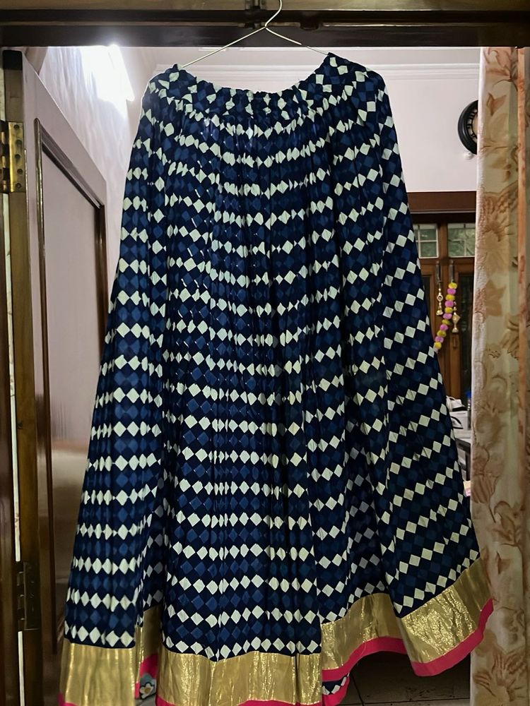Beautiful Blue Diamond Print Ethnic Skirt