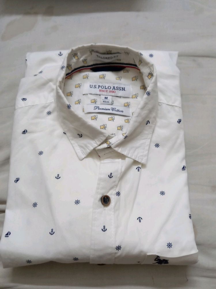 U.S.POLO ASSN WHITE WITH BLUE PRINT