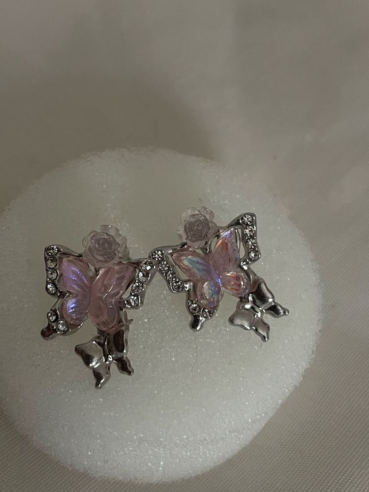 Cute Bow holographic pink Butterfly Earrings