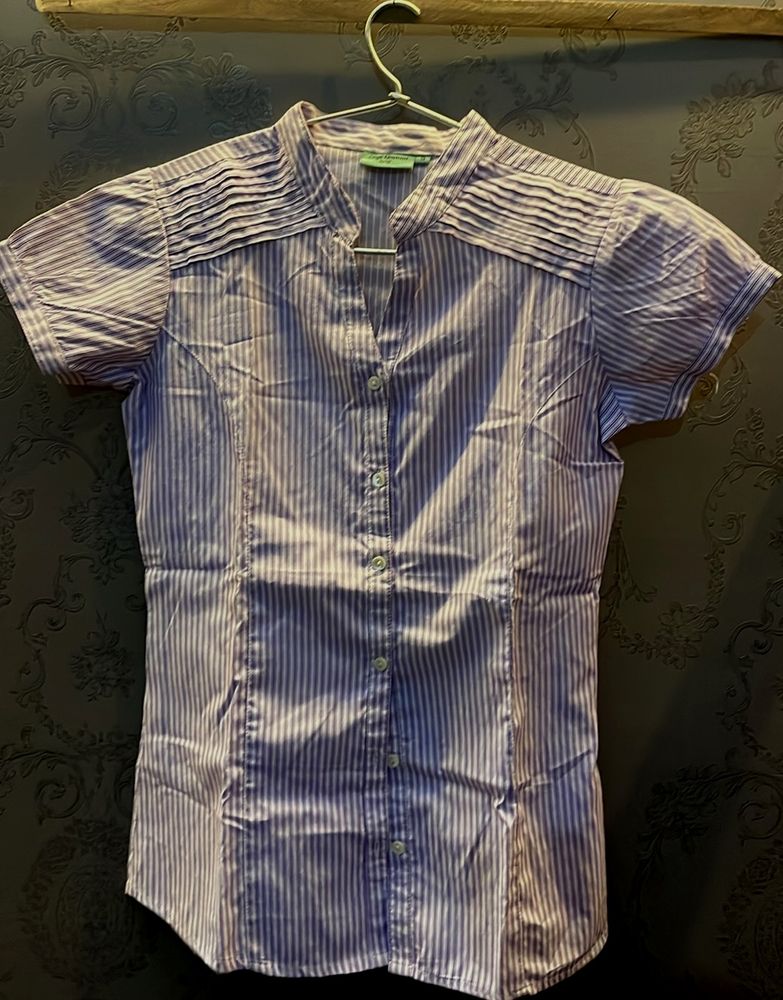 Women Stripes Casual Half Sleves Shirt