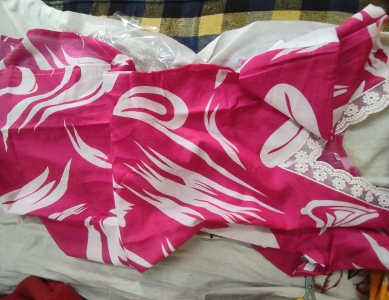 pink kurti with white pant