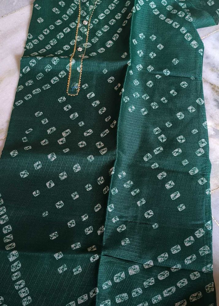 Green Bandhani Kurta Set
