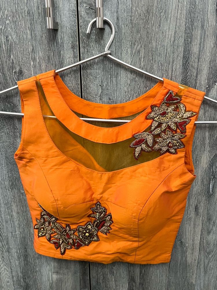 Vibrant Orange Ethnic Blouse
