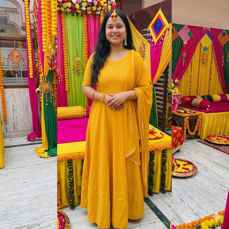 Vibrant Yellow Anarkali Gown with Dupatta