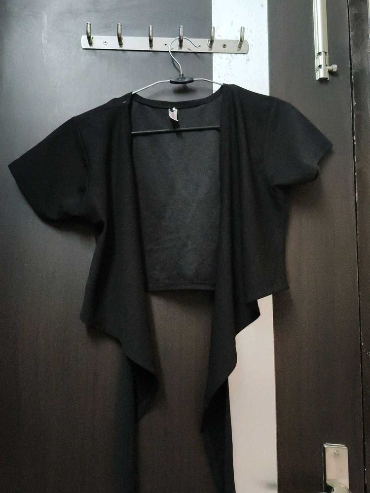 Black Open Front Cardigan