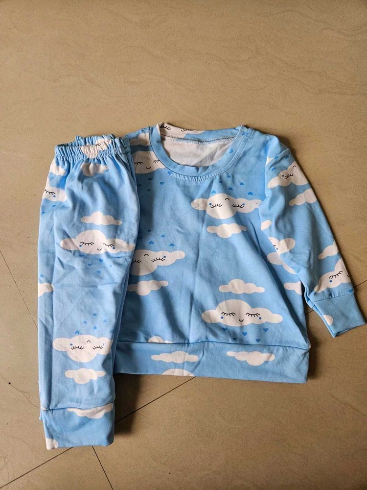 Cute Cloud Print Pajama Set