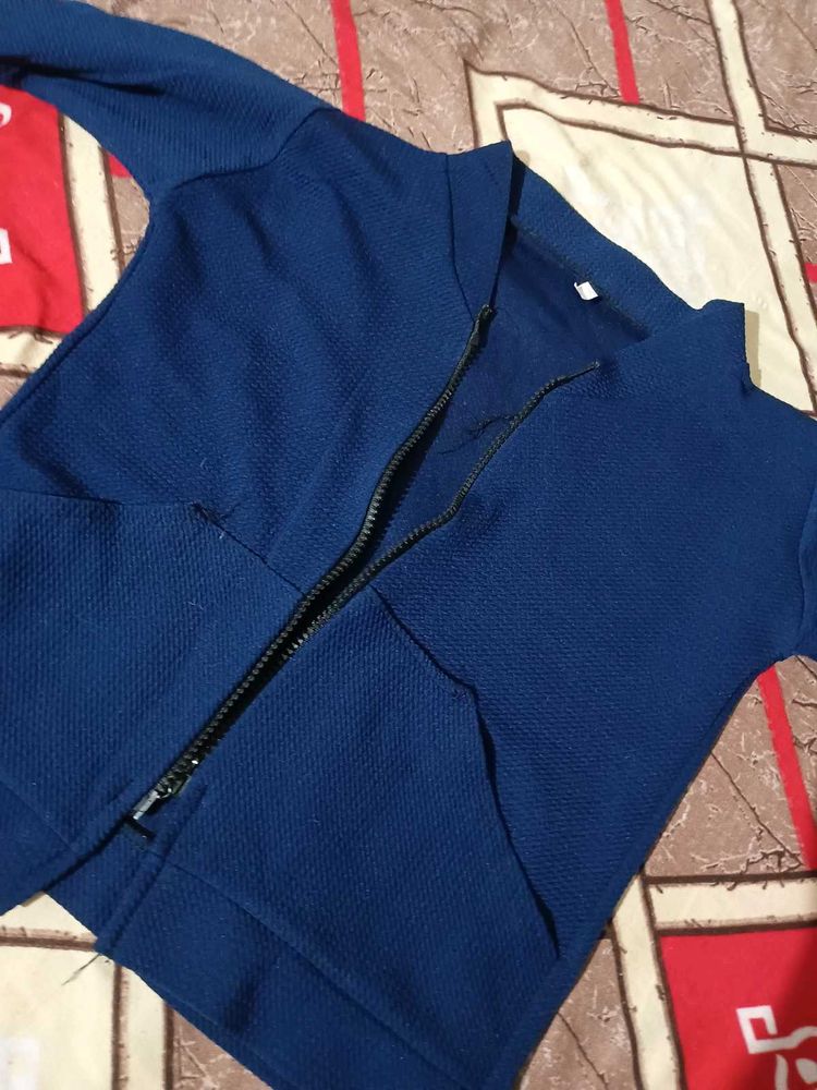 Navy Blue Zipper Jacket