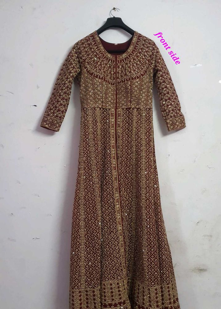 Elegant Maroon Embroidered Ethnic Gown