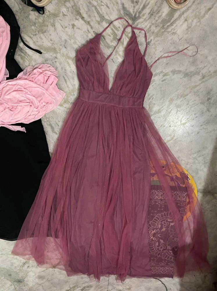 Elegant Tulle Halter Neck Maxi Dress Barbie birthd