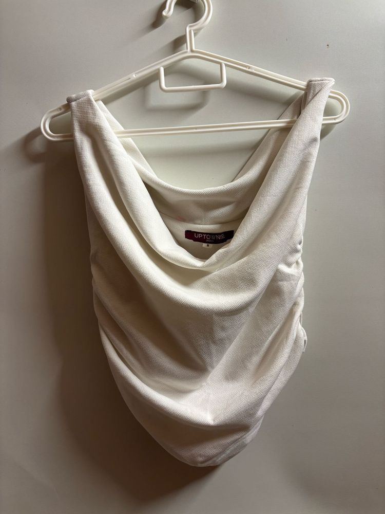 Chic White Draped Top