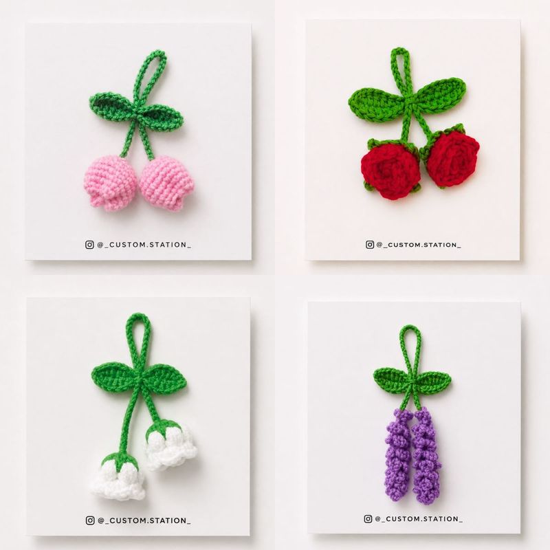 Handmade Crochet flower Bag Charm