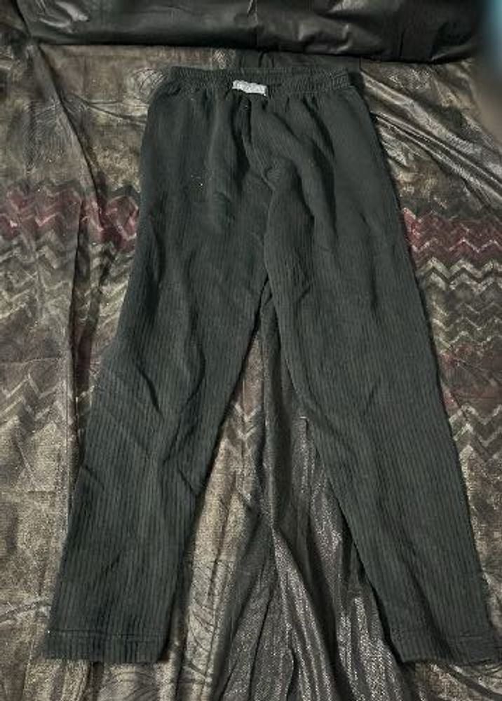 Black Ribbed Warmer Pants
