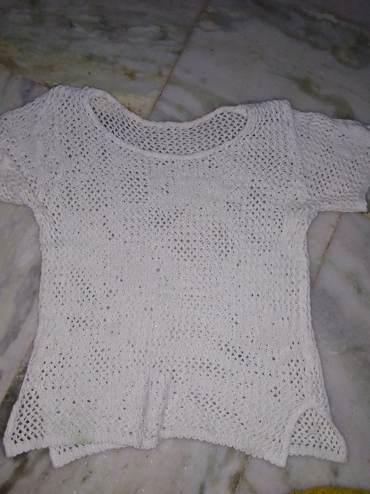 White Crochet Knit Crop Top