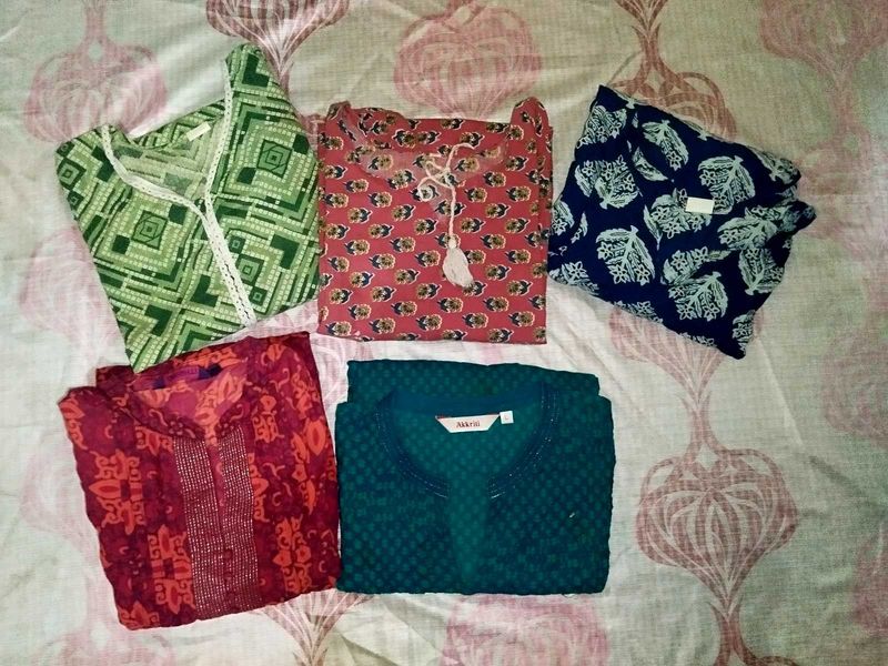 combo 5, cotton Kurtis