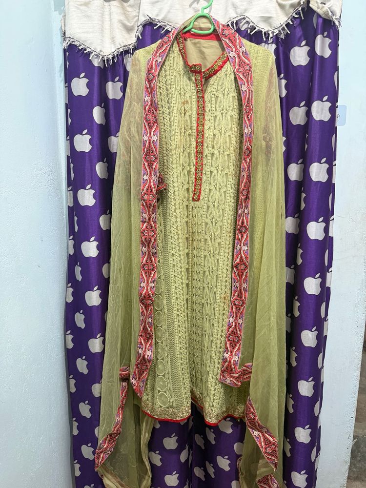 Elegant Lime Green Kurta Set with Dupatta