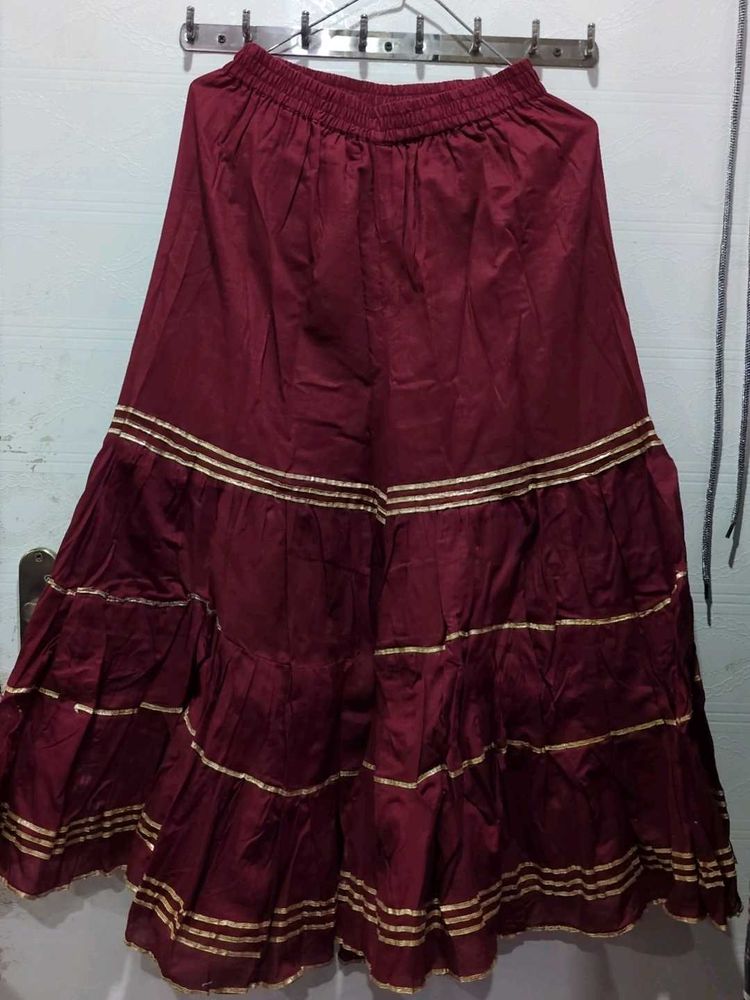 Maroon &amp; Gold Sharara Bottom