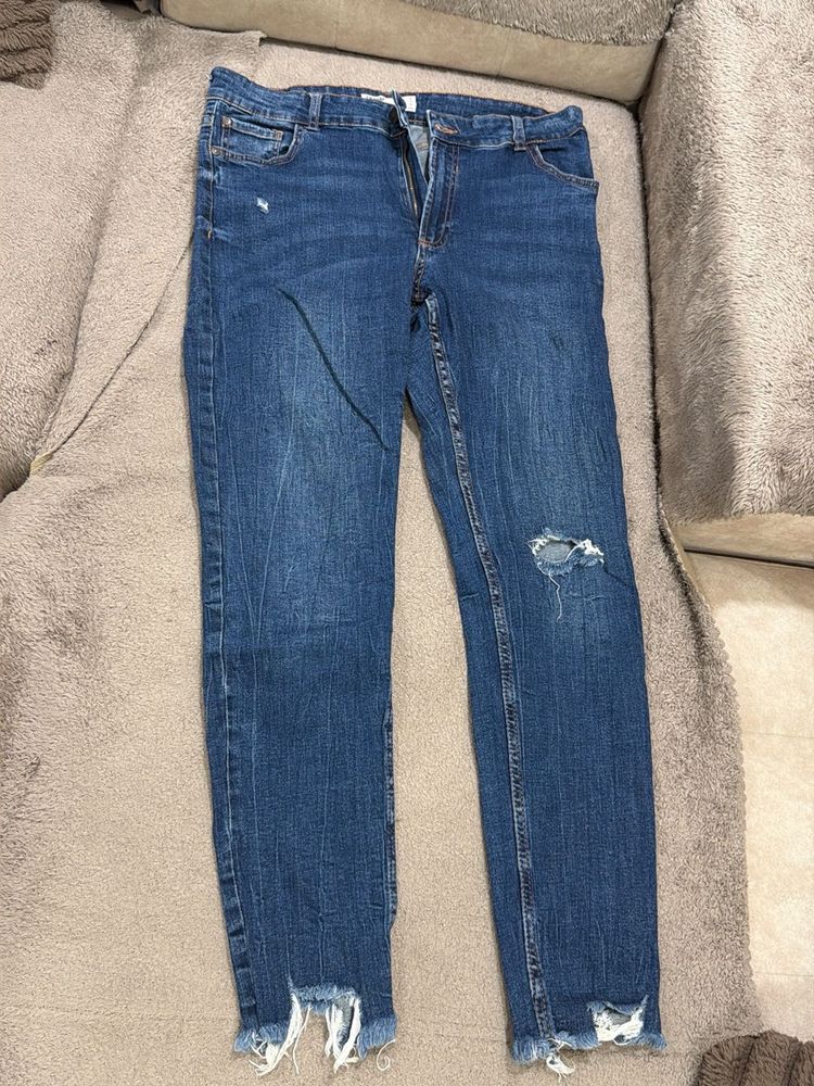 Blue Distressed Denim Jeans