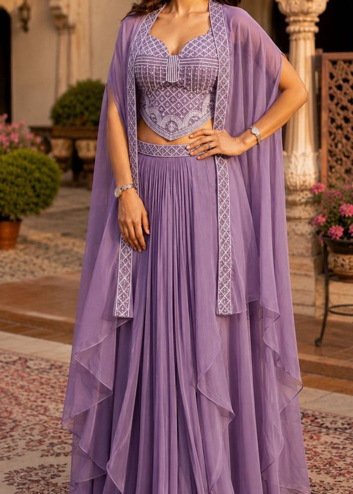 Lavender Lehenga Choli with Cape