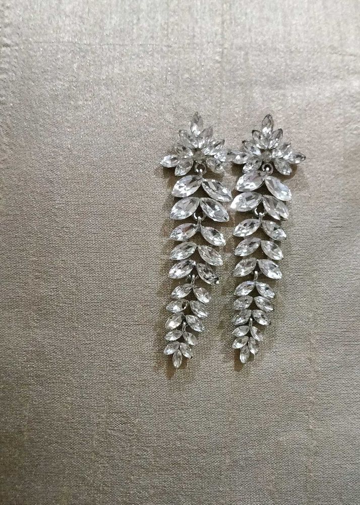 silver long earring without back loop