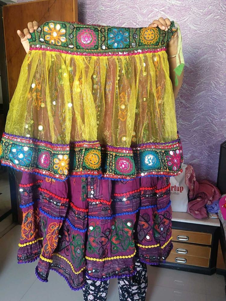 Embroidered Mirror Work Skirt