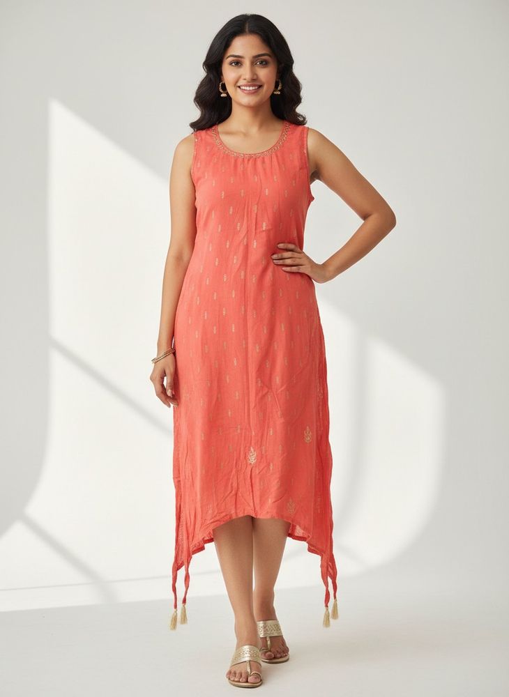 Coral Embroidered Kurta