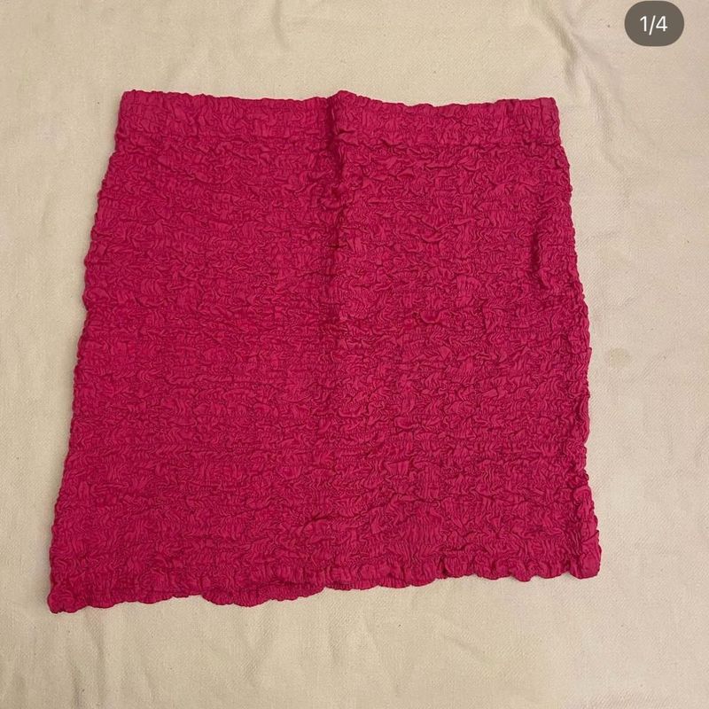 Vibrant Pink Textured Mini Skirt