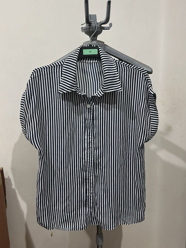 Chic Striped Button-Up Blouse