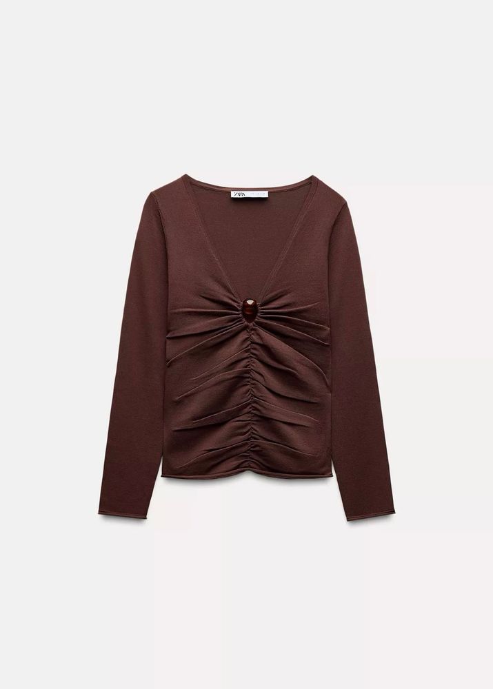 Chic Ruched V-Neck Top