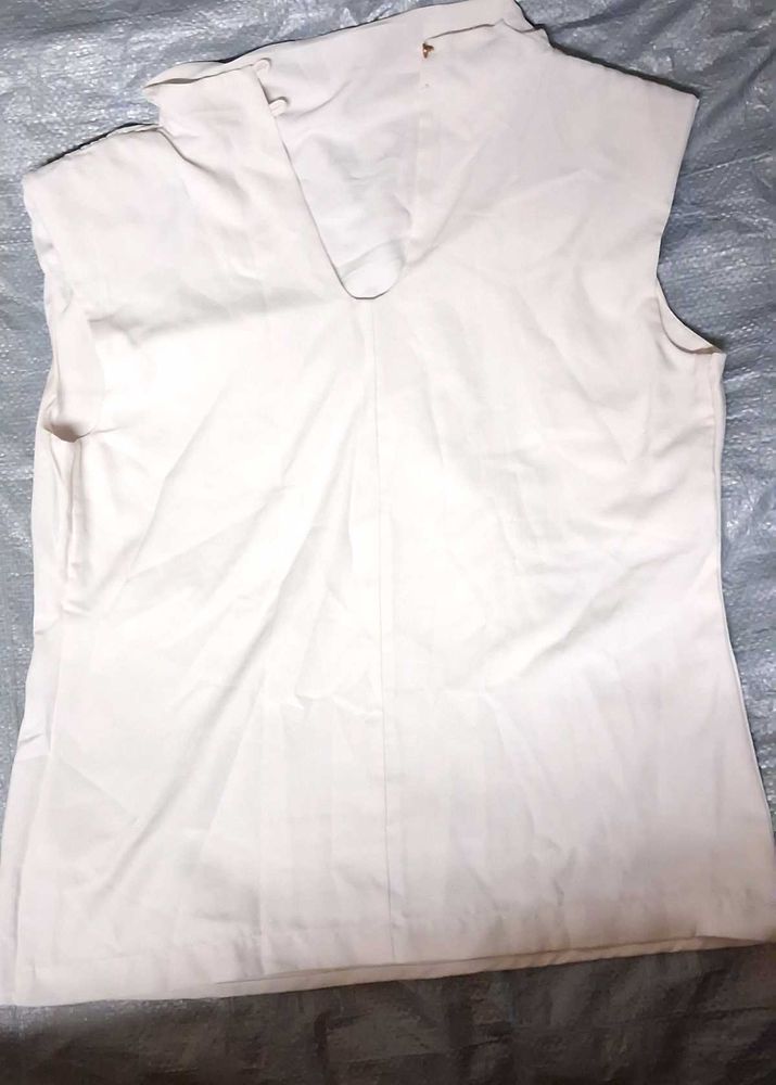 white Sleeveless High Neck Top