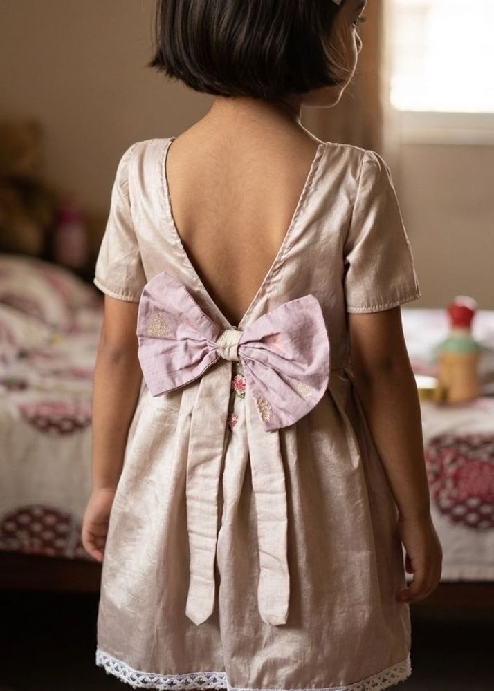 Beautiful cotton silk frock with Bow back