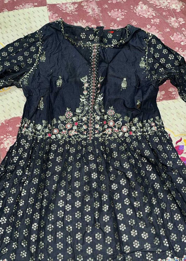 Elegant Dark Blue Printed Kurta