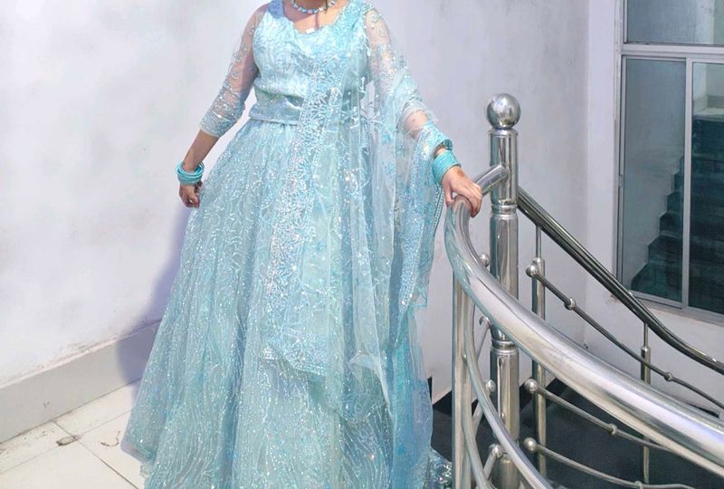 Stunning Blue Sequined Lehenga Choli