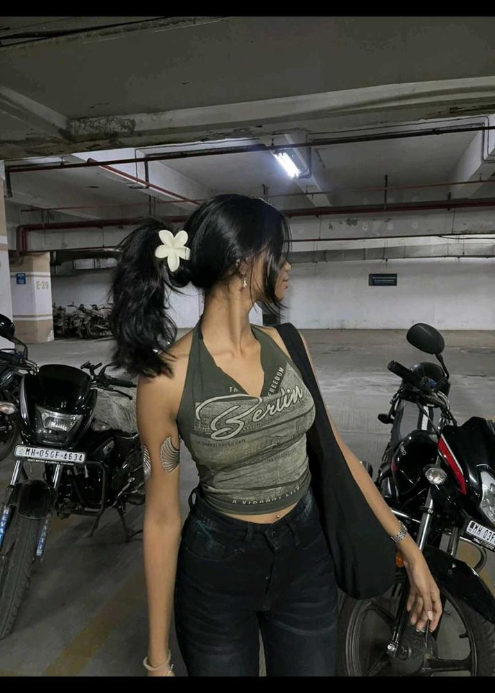 Y2K Grunge Graphic Halter Top