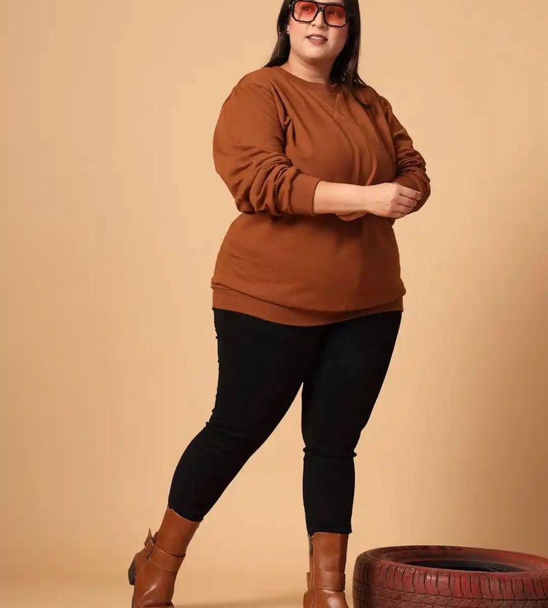 Cozy Brown Long Sleeve Sweatshirt Unisex