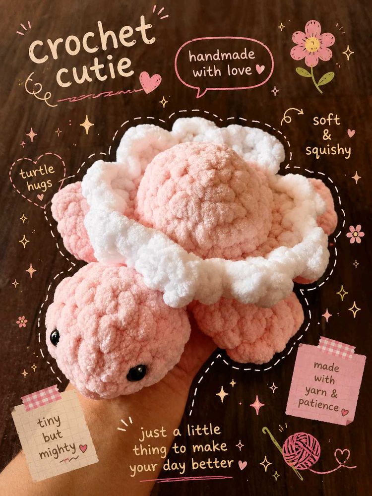 Crochet Cute strawberry daisy Turtle