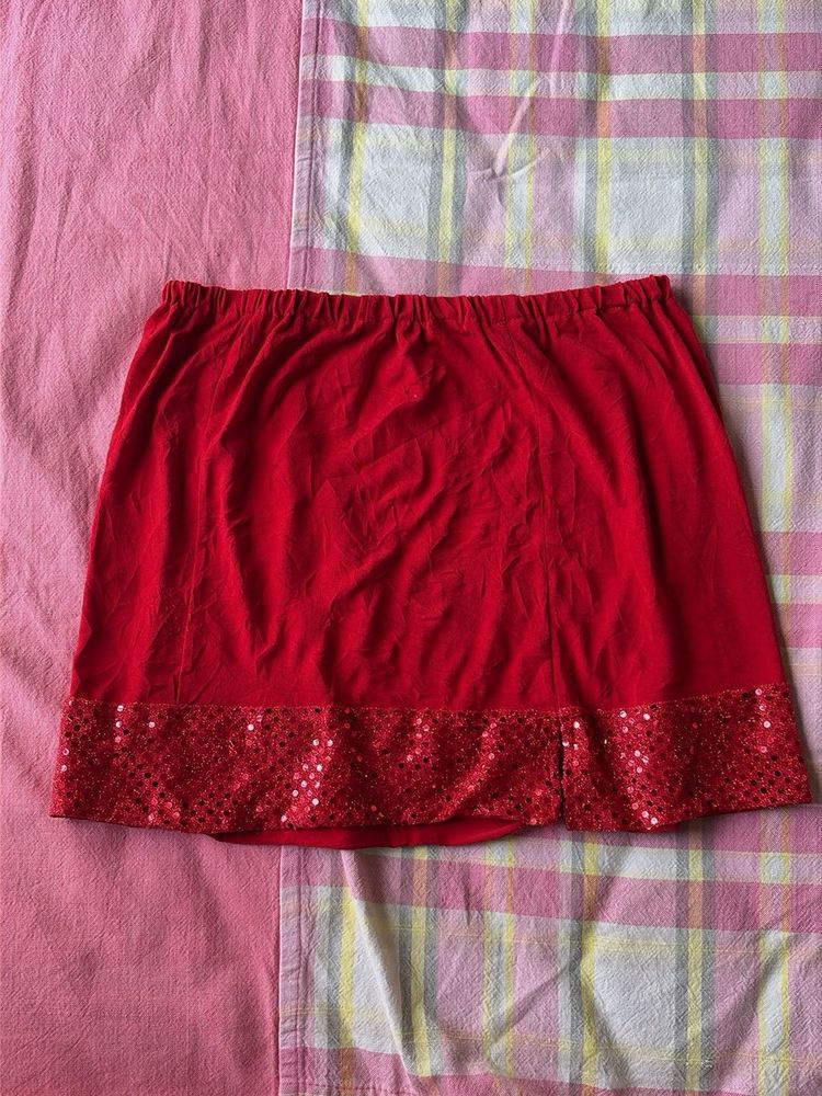 Vintage Y2K Sparkly Red Mini Skirt