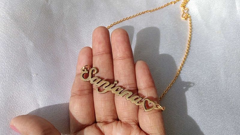 Custom 'Sanjana' name necklace with heart detail