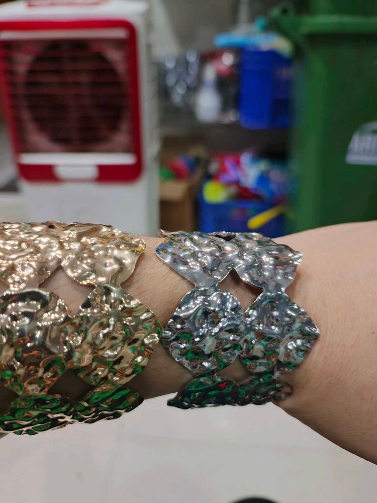 Chunky Hammered Metal Cuff Bracelets