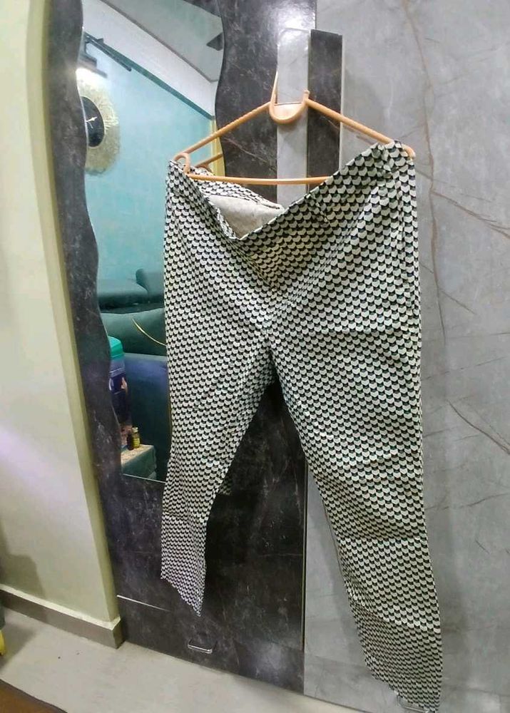 Patterned Black &amp; White Pants