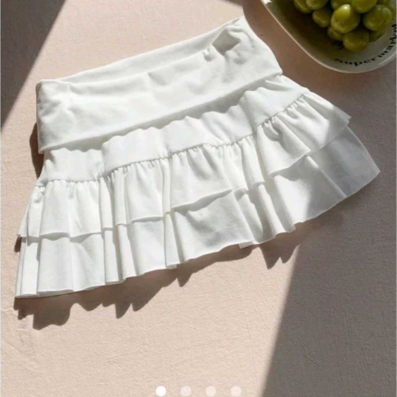 White Ruffle Mini Skirt