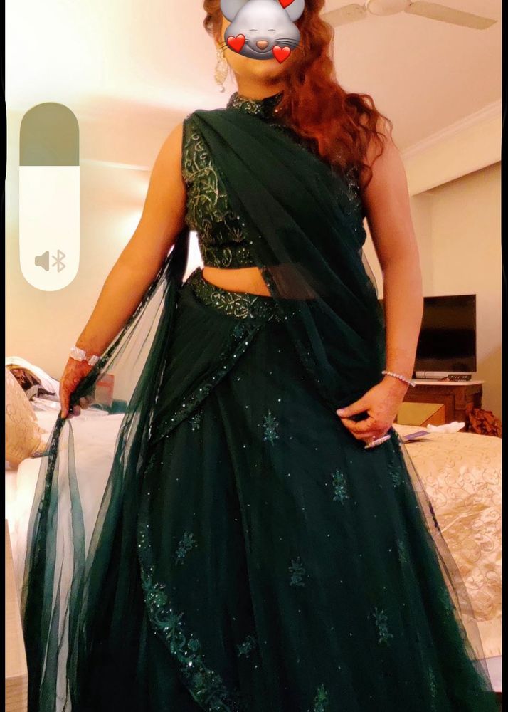 Elegant Emerald Green Lehenga Choli