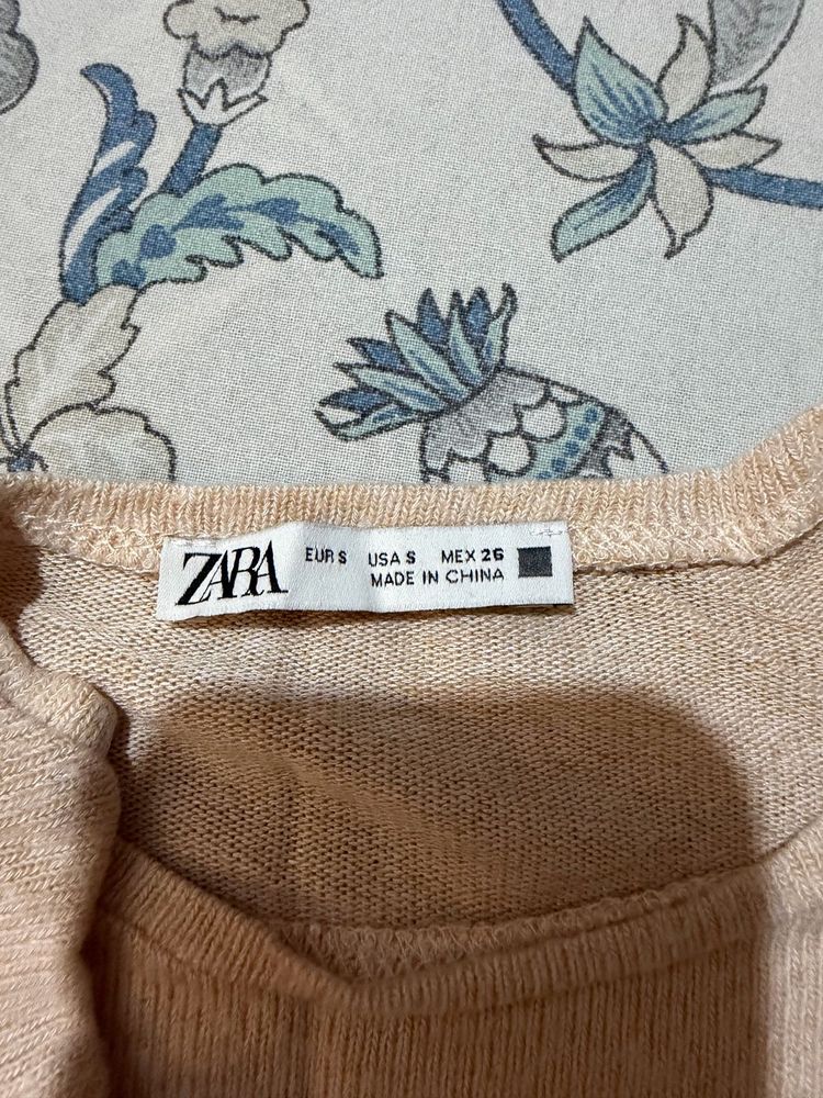 Zara Women's Light Peach Knit Top