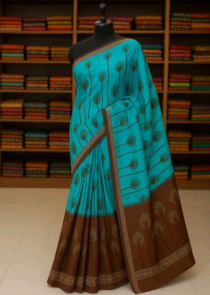🇳🇿💫🎀Elegant Blue Floral Print Saree