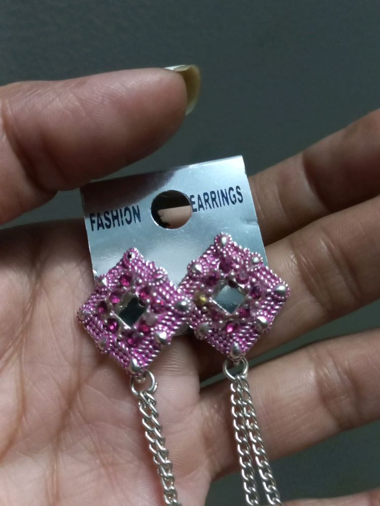 Pink Long Elegant Earrings