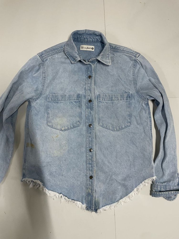 Light Wash Denim Button-Up Shirt