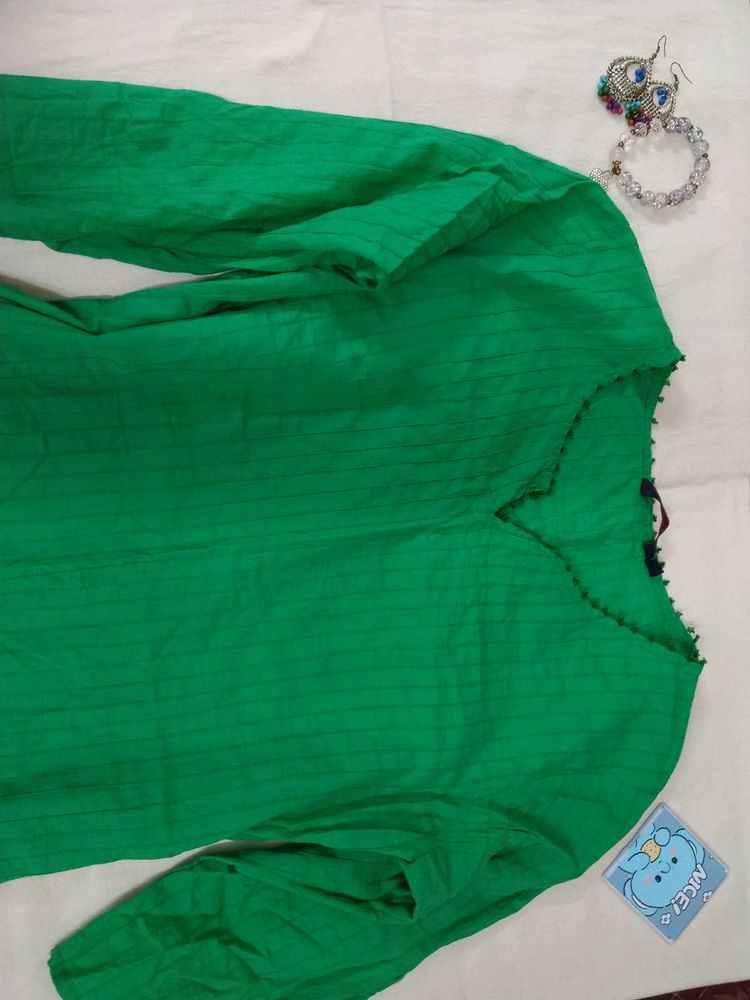 Vibrant Green Striped Kurta