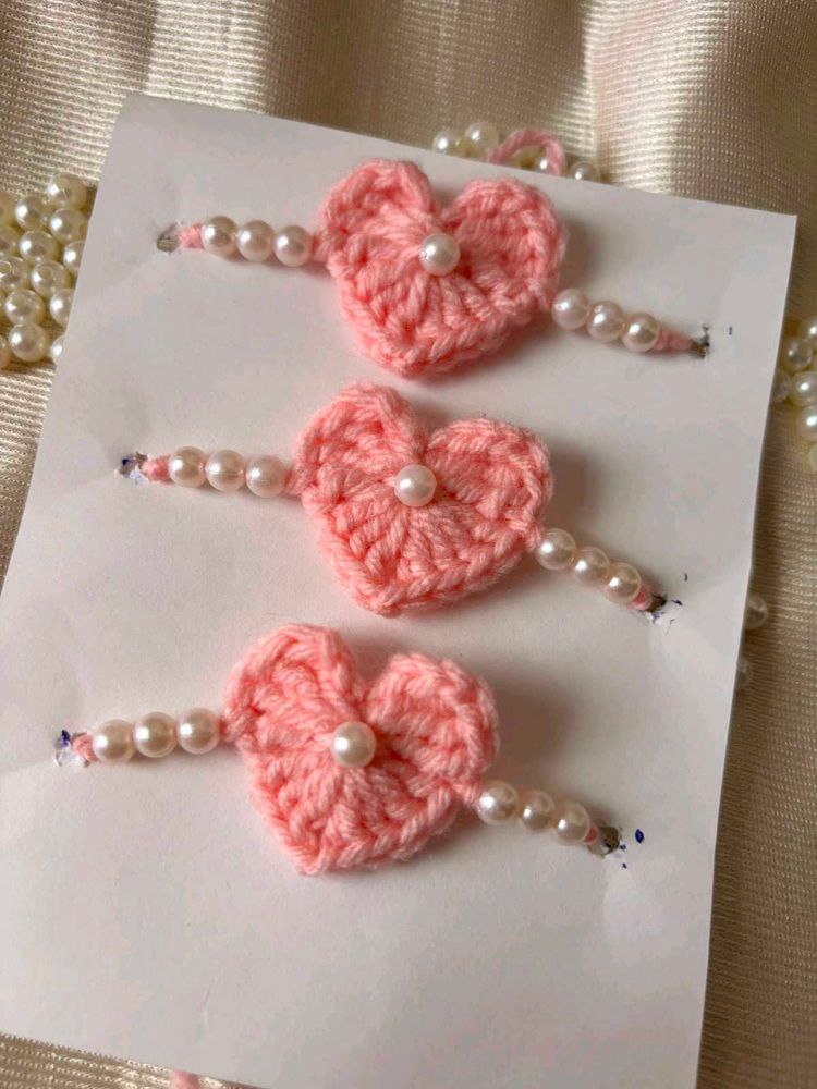 Pink Crochet Heart rakhiii 🎀🌷