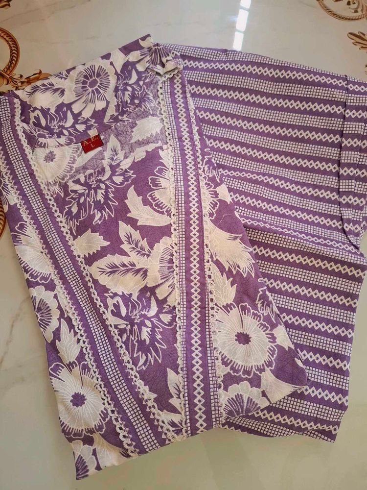 Purple Floral Kurta Set
